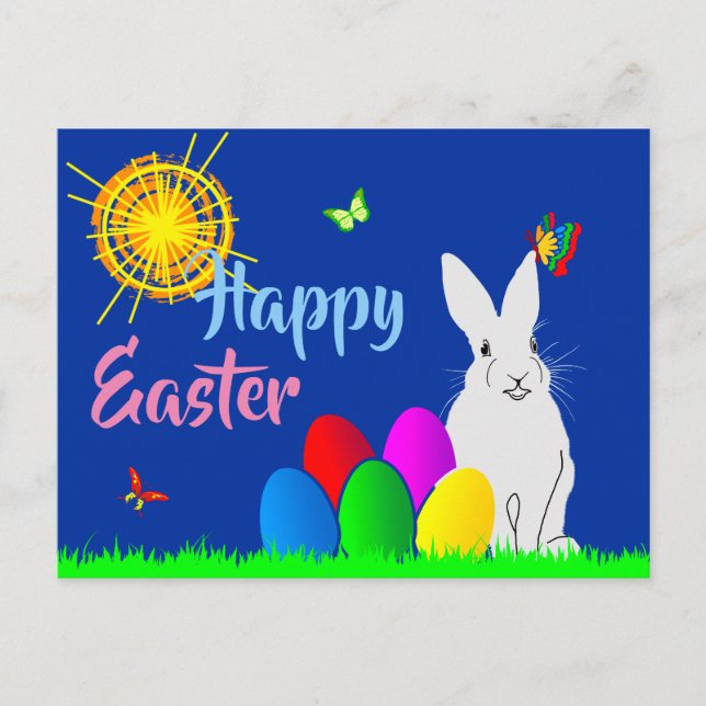Postal Festiva Feliz Pascua divertida, una de las clases (Anverso)