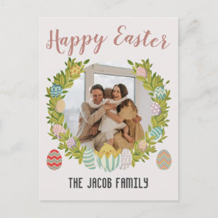 Postal Festiva Feliz Pascua familia, feliz familia una foto