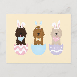 Postal Festiva Feliz Pascua Goldendoodle Dogs