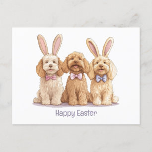 Postal Festiva Feliz Pascua Goldendoodle Dogs