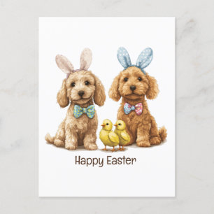 Postal Festiva Feliz Pascua Goldendoodle Dogs