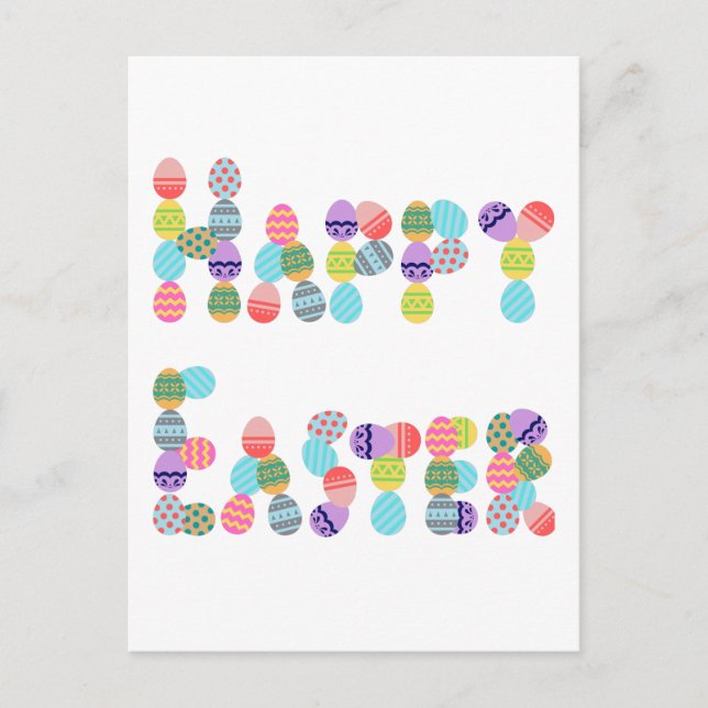 Postal Festiva Feliz Pascua Hecho De Huevos | Gracioso Huevo de P (Anverso)