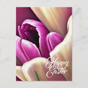 Postal Festiva Feliz Pascua Hermosas Tulipanes de Primavera Tarje