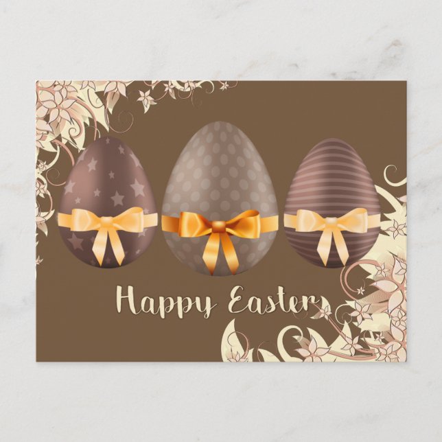 Postal Festiva Feliz Pascua, Huevos de Pascua Choco (Anverso)