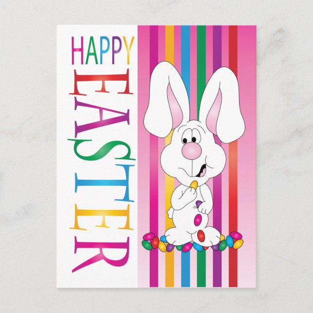 Postal Festiva Feliz Pascua Jelly Bean Bunny (Anverso)