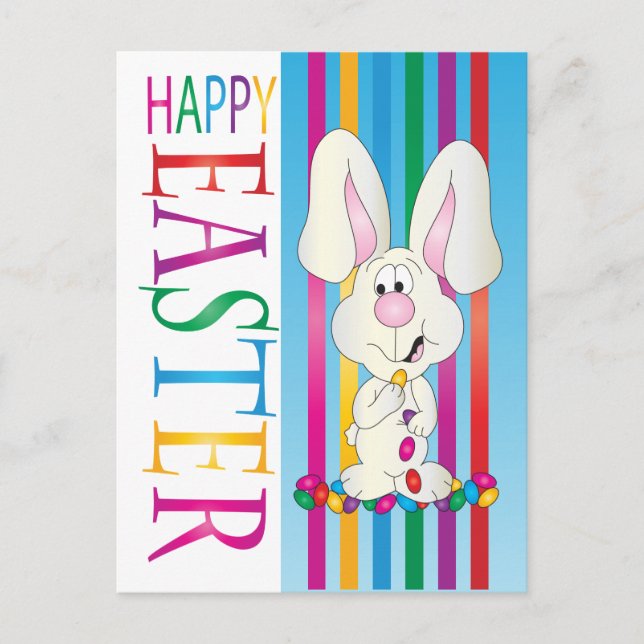Postal Festiva Feliz Pascua Jelly Bean Bunny (Anverso)
