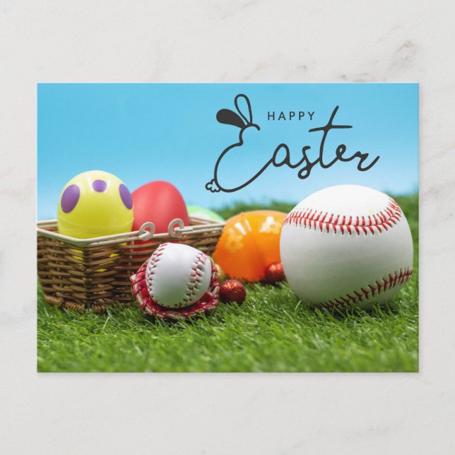 Postal Festiva Feliz Pascua para el jugador de béisbol (Anverso)