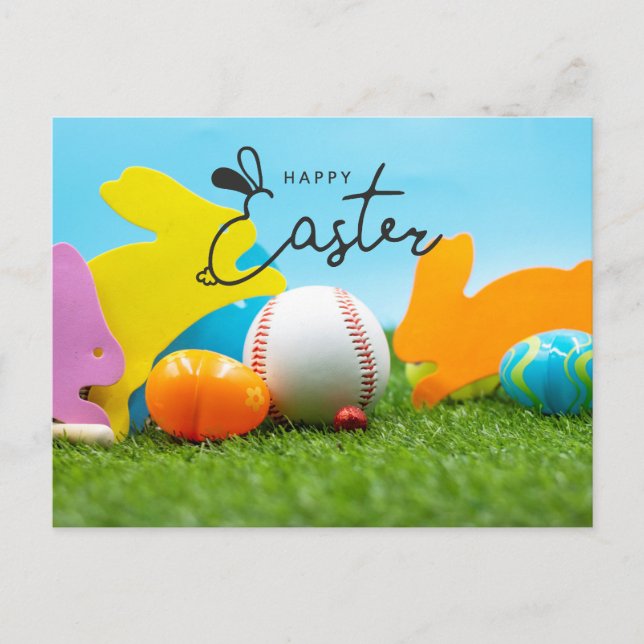 Postal Festiva Feliz Pascua para el jugador de béisbol (Anverso)