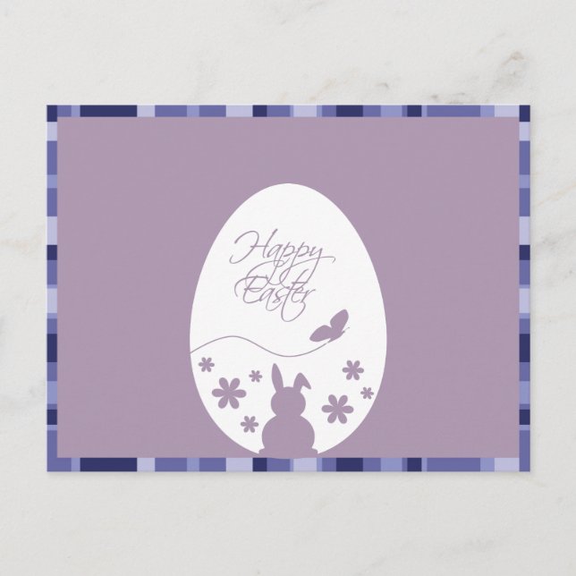 Postal Festiva Feliz Pascua Pastel de Huevo Morado (Anverso)