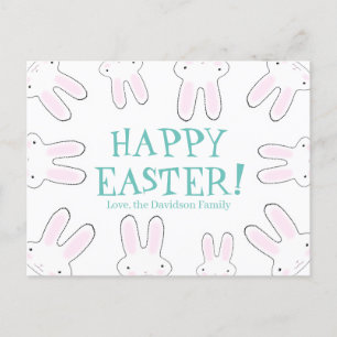 Postal Festiva Feliz Pascua personalizado blanco verde azulado li