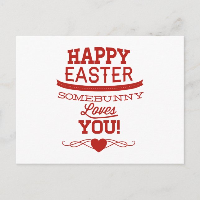 Postal Festiva Feliz Pascua - Somebunny te ama (Anverso)