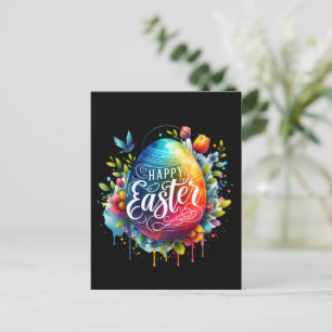 Postal Festiva Feliz Pascua: Vibrante Huevo de Pascua