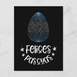 Postal Festiva Feliz Pascua y huevo de Pascua con bandera argenti