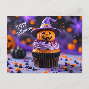 Postal Festiva Feliz pastel de Halloween con Jack O Lantern