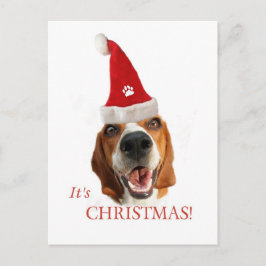 Postal Festiva Feliz perro de Santa