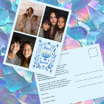 Postal Festiva FELIZ PERSONALIZADO de HANUKKAH 3 FOTO<br><div class="desc">Espero que te guste este diseño de vacaciones. Haga clic en "personalizar" para editar y agregar sus propias fotos y texto al frente y atrás. También disponible como tarjeta plana o descarga digital para enviar por correo electrónico o mensaje de texto y guardar en franqueo. Revisa mi tienda para más...</div>