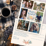 Postal Festiva FELIZ PERSONALIZADO de HANUKKAH 6 FOTO<br><div class="desc">Espero que te guste este diseño hecho a mano. Haga clic en "personalizar" para editar y agregar sus propias fotos y texto al frente y atrás. También disponible en mi tienda como descarga digital para enviar por correo electrónico o mensaje de texto y ahorrar en franqueo. Revisa mi tienda para...</div>