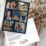 Postal Festiva FELIZ PERSONALIZADO de HANUKKAH 6 FOTO<br><div class="desc">Espero que te guste este diseño hecho a mano. Haga clic en "personalizar" para editar y agregar sus propias fotos y texto al frente y atrás. También disponible en mi tienda como descarga digital para enviar por correo electrónico o mensaje de texto y ahorrar en franqueo. Revisa mi tienda para...</div>