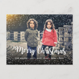 Postal Festiva Feliz Personalizado de la nieve navideña con guión