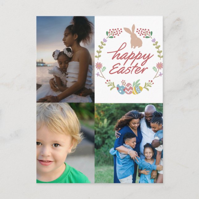 Postal Festiva Feliz Personalizado de Pascua 3 Collage de fotos (Anverso)