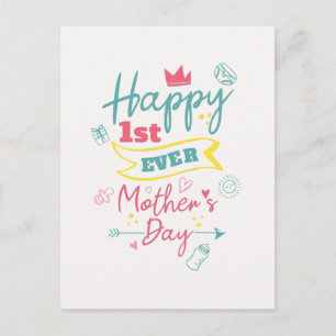 Postal Festiva Feliz primer Día de la Madre personalizado