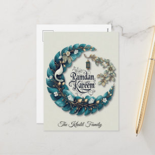 Postal Festiva Feliz Ramadan Mubarak   Ramadan Kareem Azul Musulm