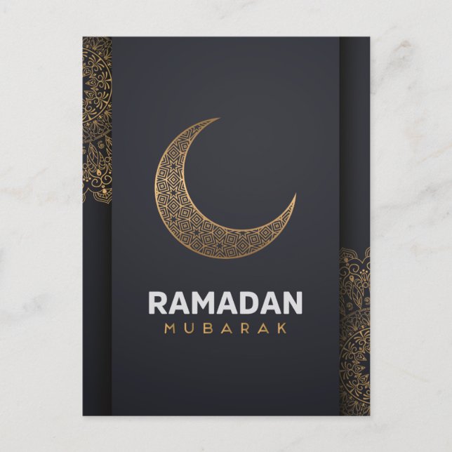 Postal Festiva Feliz Ramadan Mubarak | Ramadan Kareem Oro musulmá (Anverso)