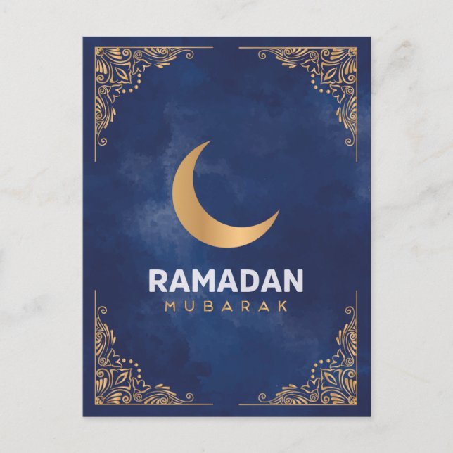 Postal Festiva Feliz Ramadan Mubarak | Ramadan Kareem Oro musulmá (Anverso)