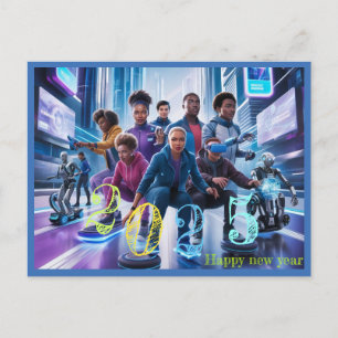 Postal Festiva Feliz regalo de tipografía de Año Nuevo 2025