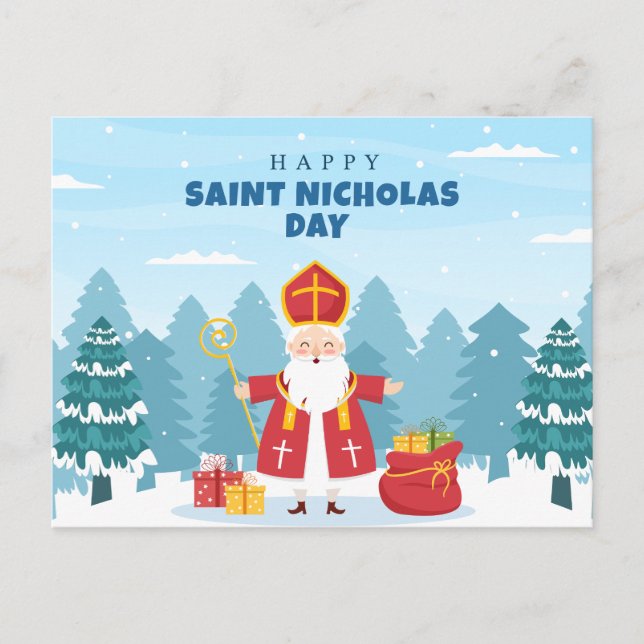 Postal Festiva Feliz regalo del Día de San Nicolás (Anverso)