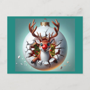 Postal Festiva Feliz reno navideño