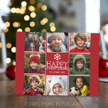 Postal Festiva Feliz Rojo - moderno 8 Collages de fotos<br><div class="desc">Utilice 8 imágenes cuadradas para hacer un recuerdo único y moderno de Navidad a los Cerezos. Si necesita mover algo,  haga clic en el botón personalizar para realizar cambios.</div>