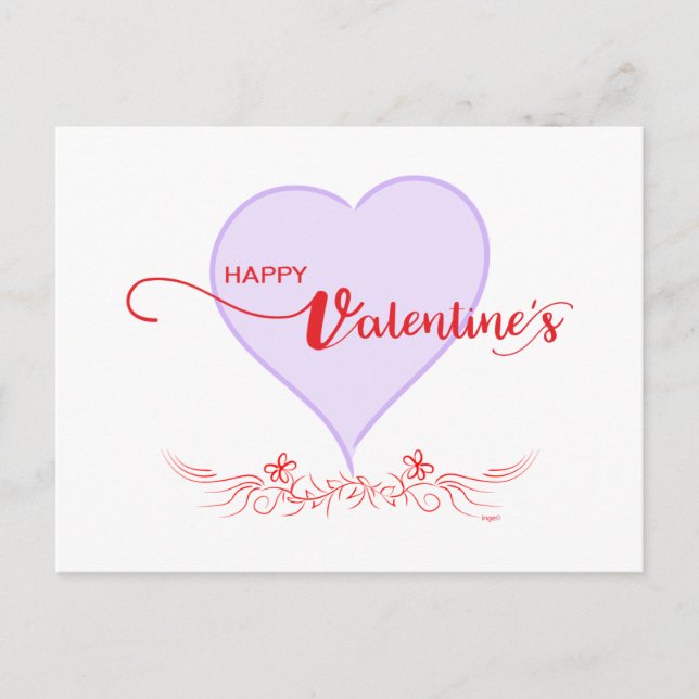 Postal Festiva Feliz San Valentín-Púrpura-Swirls (Anverso)