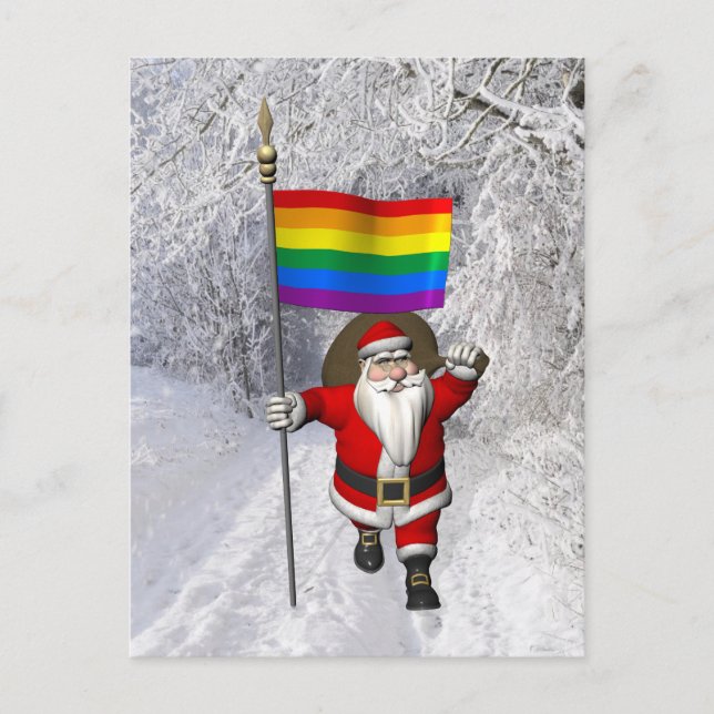 Postal Festiva Feliz Santa Claus por los derechos de los homosexu (Anverso)