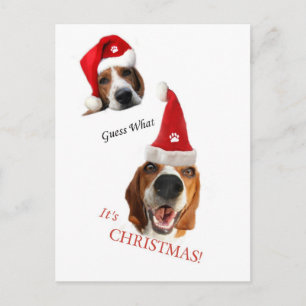 Postal Festiva Feliz Santa Puppy