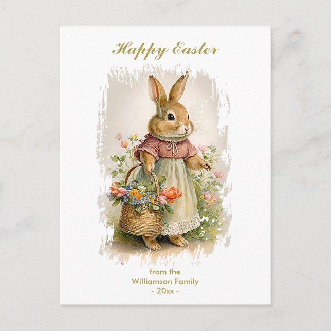 Postal Festiva Feliz Semana Santa Personalizado de Bunny Florals (Anverso)