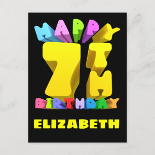 Postal Festiva Feliz sétimo cumpleaños