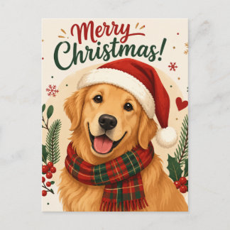 Postal Festiva Feliz temporada navideña para perros