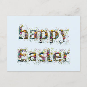 Postal Festiva Feliz texto decorativo de Pascua