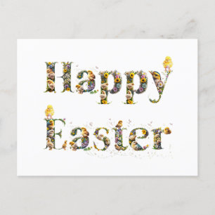 Postal Festiva Feliz texto decorativo de Pascua: Bebés