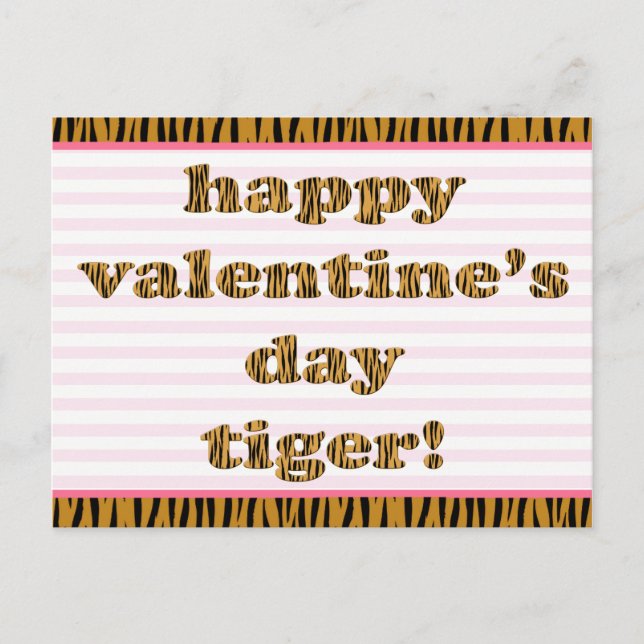 Postal Festiva ¡Feliz tigre de San Valentín! Tiras y tigre de imp (Anverso)