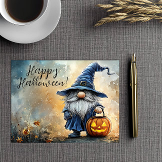 Postal Festiva Feliz truco de Halloween o trata a Gnome