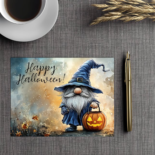 Postal Festiva Feliz truco de Halloween o trata a Gnome (Subido por el creador)