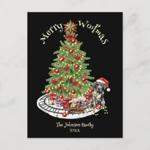 Postal Festiva Feliz Woofmas Diseño de Perro - Gran Danés