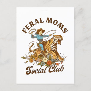 Postal Festiva Feral Mom Social Club Funny Retro Boho Cowgirl