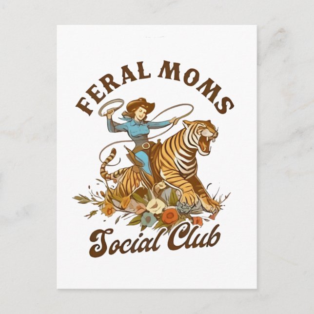 Postal Festiva Feral Mom Social Club Funny Retro Boho Cowgirl (Anverso)