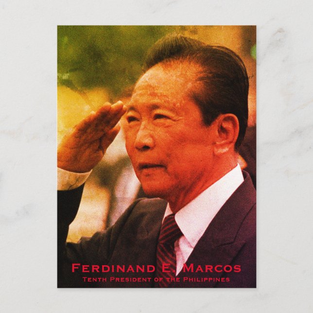 Postal Festiva Ferdinand Marcos, Décimo Presidente de Filipinas (Anverso)