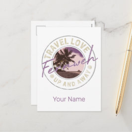 Postal Festiva Fernweh Acompañante De Viajes De Palm Y Beach Vint