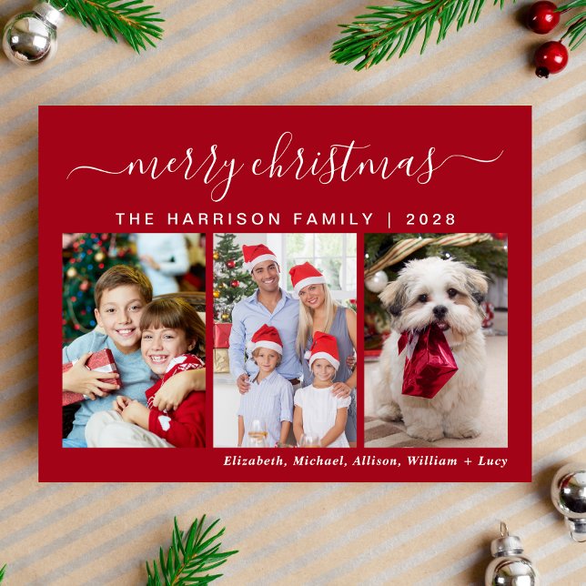 Postal Festiva Ferry Christmas 3 Photo Holiday Postcard (Capture the joy, love & laughter shared with your family and friends in a card that's uniquely yours)