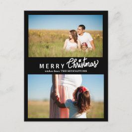 Postal Festiva Ferry Christmas Script Holiday Black Two Photo